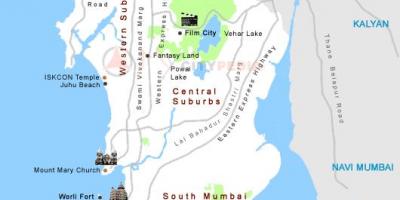 Karte Mumbai tūristu vietas