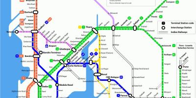 Karte Mumbai vietējo vilcienu