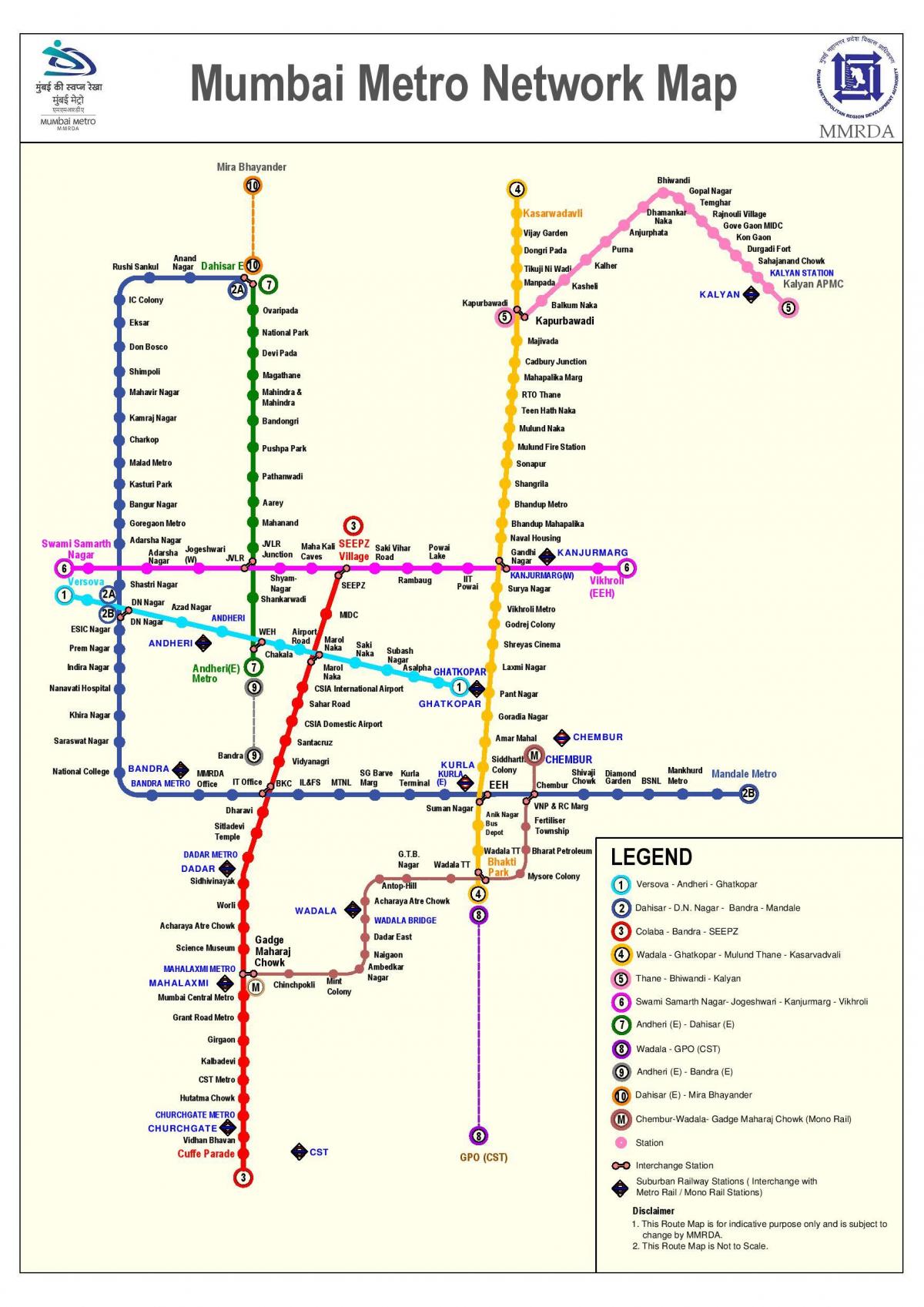 metro maršrutu kartes Mumbai