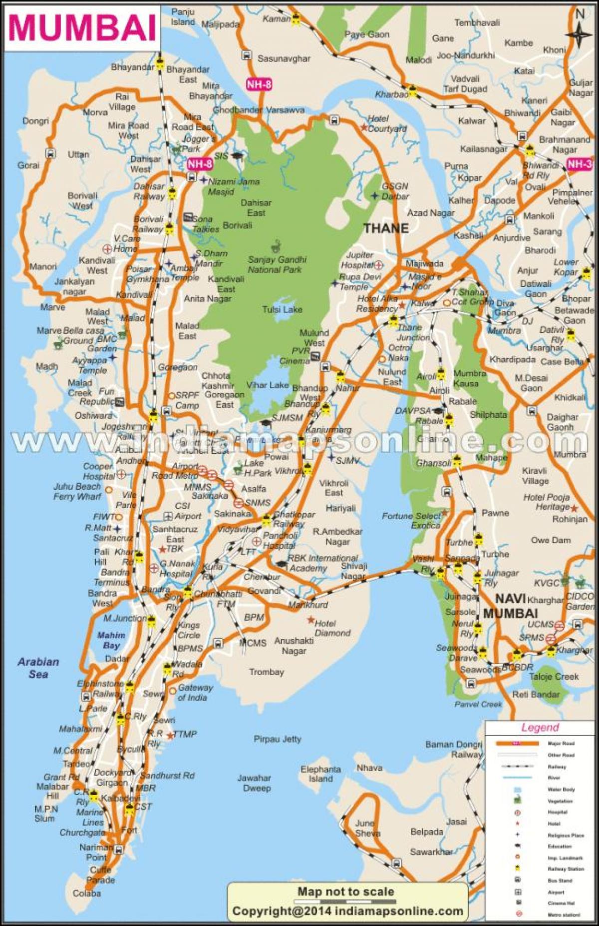 fiziskās karte Mumbai