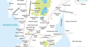 Mumbai priekšpilsētas karte